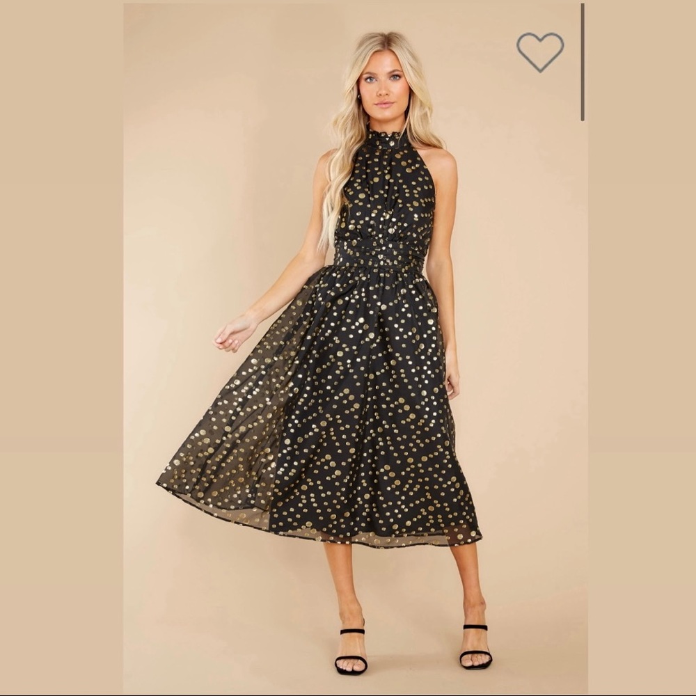 Black And Gold Midi Dress